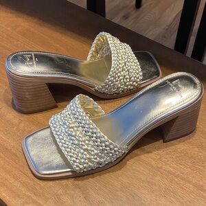 Marc Fisher Woven Gold Heeled Sandals